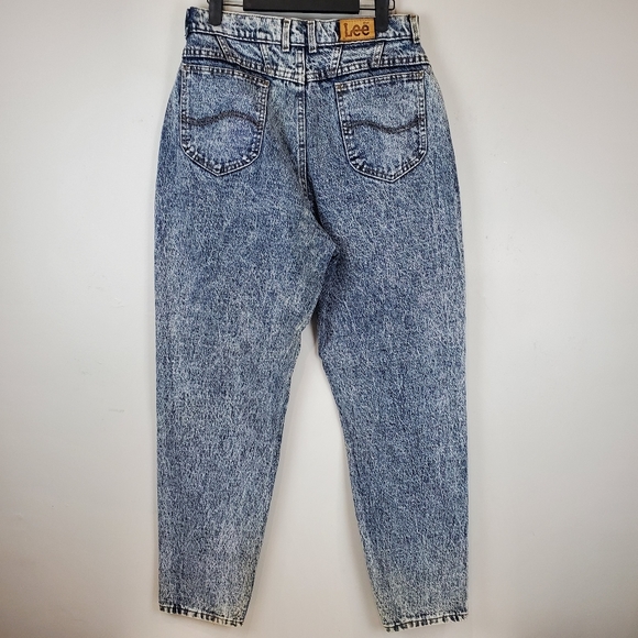 Vintage 1985 Lee Riders Acid Wash High Rise Tapered Leg Mom Jeans 14 M Denim - Picture 6 of 15